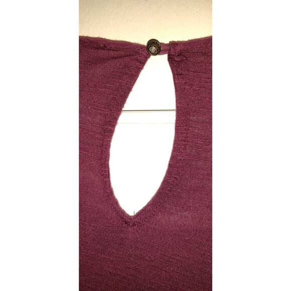 Lucky Brand Peasant Top Shirt BOHO Embroidery SIZE M Medium BURGUNDY Bohemian - Picture 6 of 12